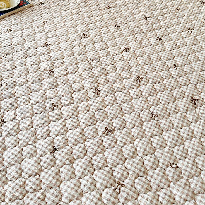 91家纺网 家纺一手货源 找家纺 铭成家纺 2025新款牛奶绒夹棉保暖床笠 蝴蝶结-咖