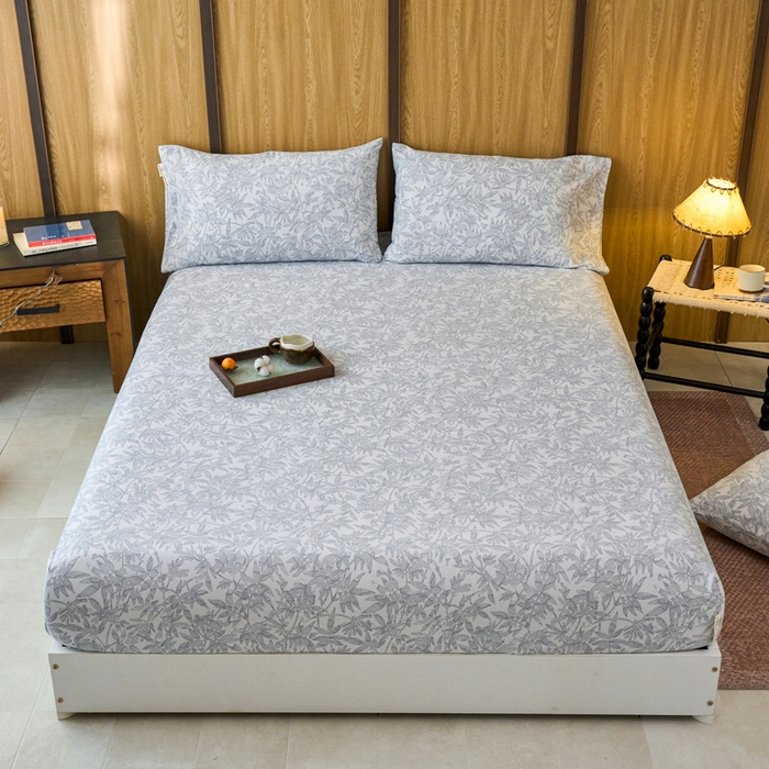 春皖家纺 2025新款全棉原棉磨毛色织水洗单床笠回暖系列-风格二 恋影春天