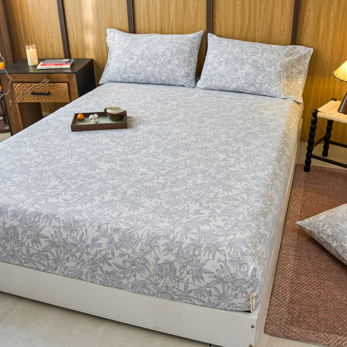 91家纺网 家纺一手货源 找家纺 春皖家纺 2025新款全棉原棉磨毛色织水洗单床笠回暖系列-风格二 恋影春天