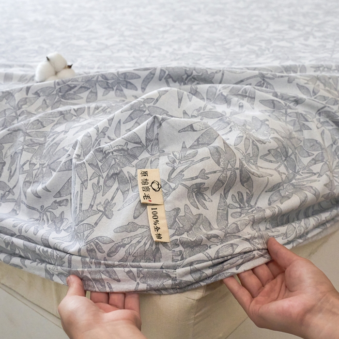 91家纺网 家纺一手货源 找家纺 春皖家纺 2025新款全棉原棉磨毛色织水洗单床笠回暖系列-风格二 恋影春天