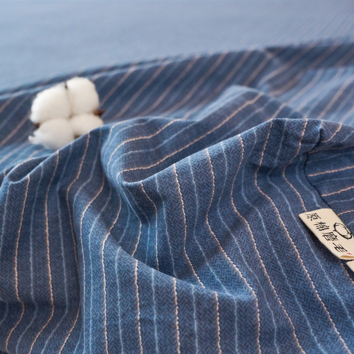 91家纺网 家纺一手货源 找家纺 春皖家纺 2025新款全棉原棉磨毛色织水洗单床笠回暖系列-风格二 梦蓝图