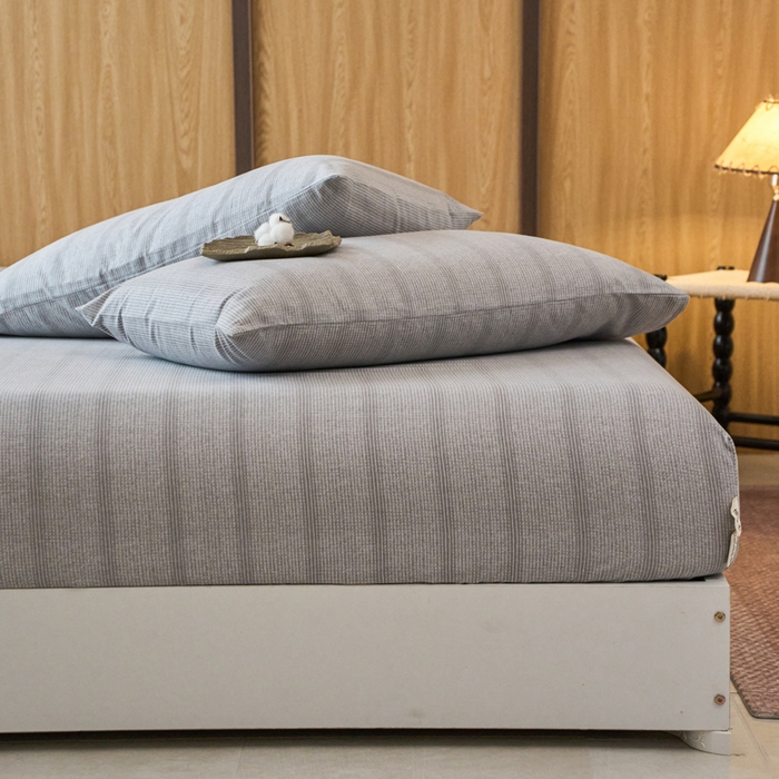 91家纺网 家纺一手货源 找家纺 春皖家纺 2025新款全棉原棉磨毛色织水洗单床笠回暖系列-风格二 暮山灰