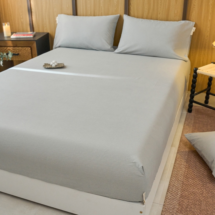 91家纺网 家纺一手货源 找家纺 春皖家纺 2025新款原棉磨毛单床笠 床笠单件-风格一雾灰细语