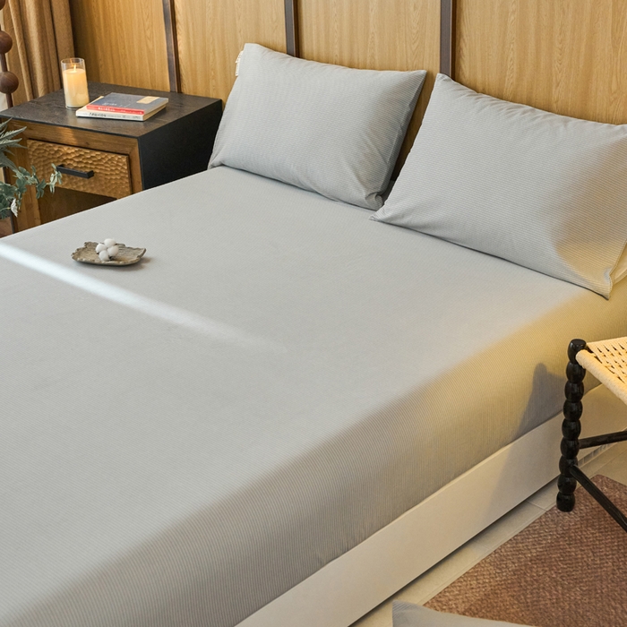 91家纺网 家纺一手货源 找家纺 春皖家纺 2025新款原棉磨毛单床笠 床笠单件-风格一雾灰细语