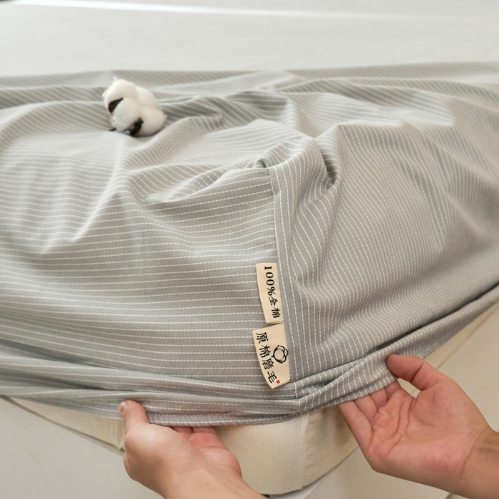 91家纺网 家纺一手货源 找家纺 春皖家纺 2025新款原棉磨毛单床笠 床笠单件-风格一雾灰细语