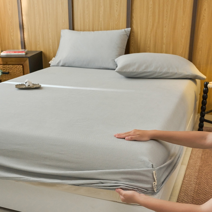 91家纺网 家纺一手货源 找家纺 春皖家纺 2025新款原棉磨毛单床笠 床笠单件-风格一雾灰细语