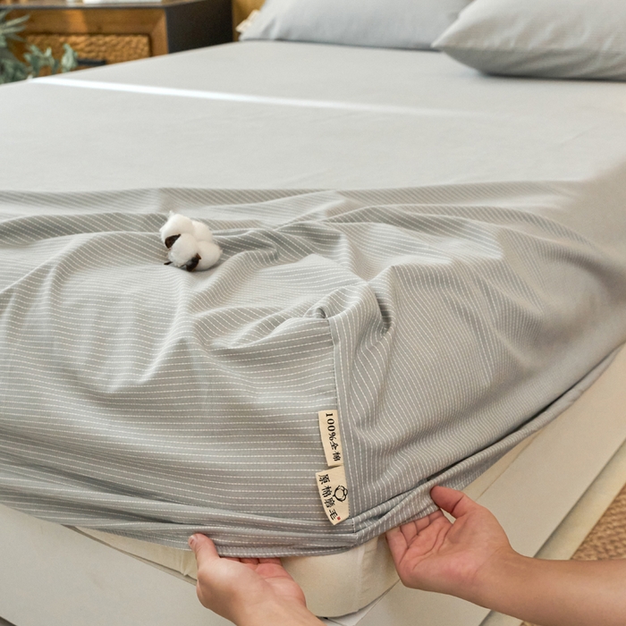 91家纺网 家纺一手货源 找家纺 春皖家纺 2025新款原棉磨毛单床笠 床笠单件-风格一雾灰细语