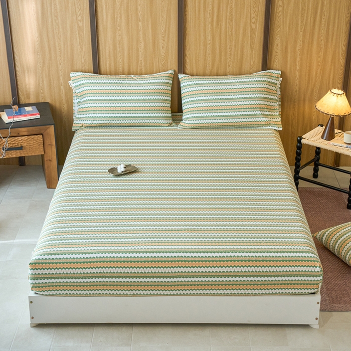 春皖家纺 2025新款全棉原棉磨毛色织水洗单床笠回暖系列-风格二 拿坡里