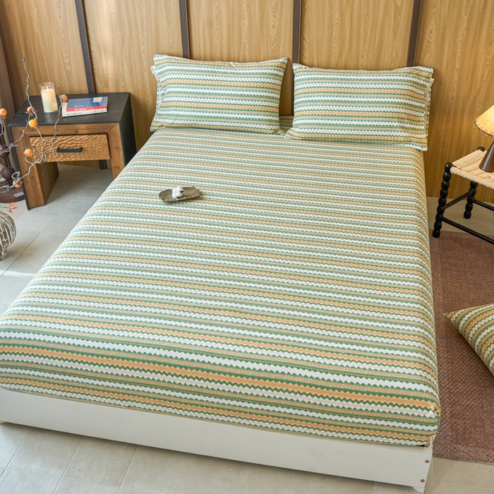 91家纺网 家纺一手货源 找家纺 春皖家纺 2025新款全棉原棉磨毛色织水洗单床笠回暖系列-风格二 拿坡里