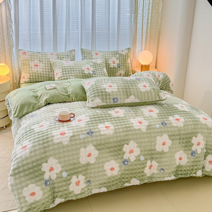 91家纺网 家纺一手货源 找家纺 （总）爱多多家居 2025新款 印花兔兔绒牛奶绒大泡泡四件套单被套