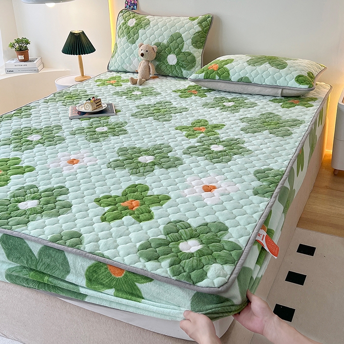 铭成家纺 2025新款牛奶绒夹棉保暖床笠 浅香花紫