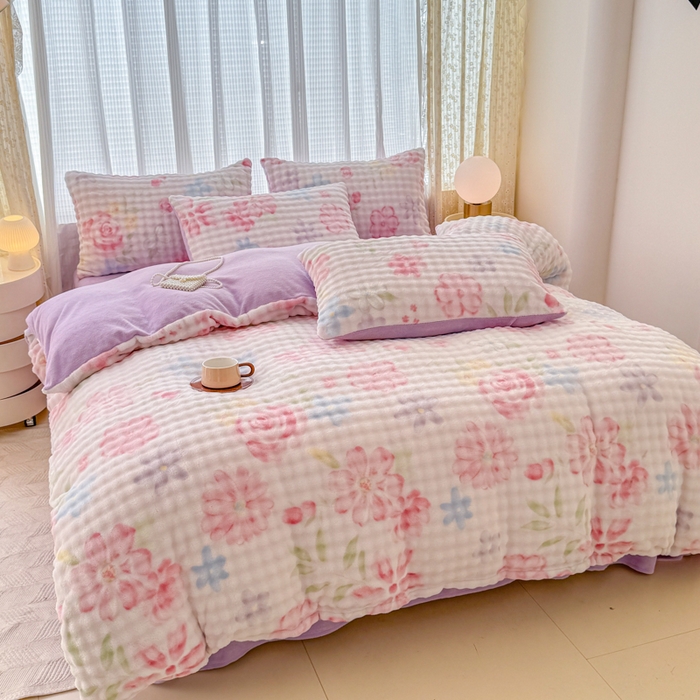 91家纺网 家纺一手货源 找家纺 （总）爱多多家居 2025新款 印花兔兔绒牛奶绒大泡泡四件套单被套