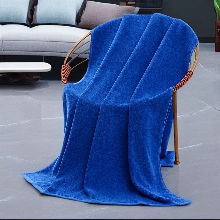 彩虹毛巾 2025新款无印风纯色21股纯棉毛巾浴巾套装加厚大毛巾大浴巾组合（规格： 毛巾:34*75CM 浴巾:70*140CM） 纯色蓝浴巾 通用