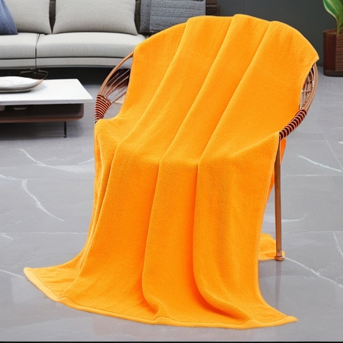 彩虹毛巾 2025新款无印风纯色21股纯棉毛巾浴巾套装加厚大毛巾大浴巾组合（规格： 毛巾:34*75CM 浴巾:70*140CM） 纯色黄浴巾 通用