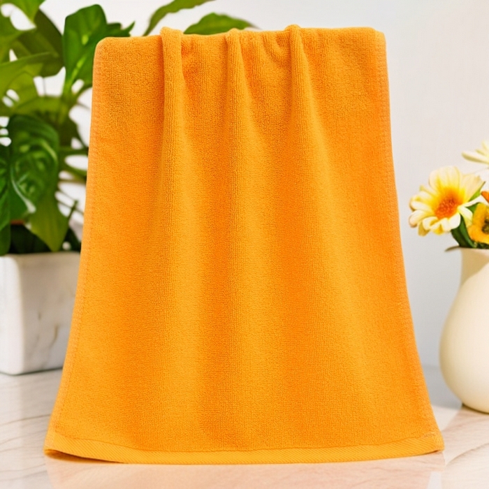 彩虹毛巾 2025新款无印风纯色21股纯棉毛巾浴巾套装加厚大毛巾大浴巾组合（规格： 毛巾:34*75CM 浴巾:70*140CM） 纯色黄毛巾 通用