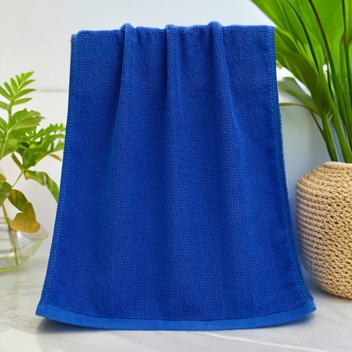 彩虹毛巾 2025新款无印风纯色21股纯棉毛巾浴巾套装加厚大毛巾大浴巾组合（规格： 毛巾:34*75CM 浴巾:70*140CM） 纯色蓝毛巾 通用