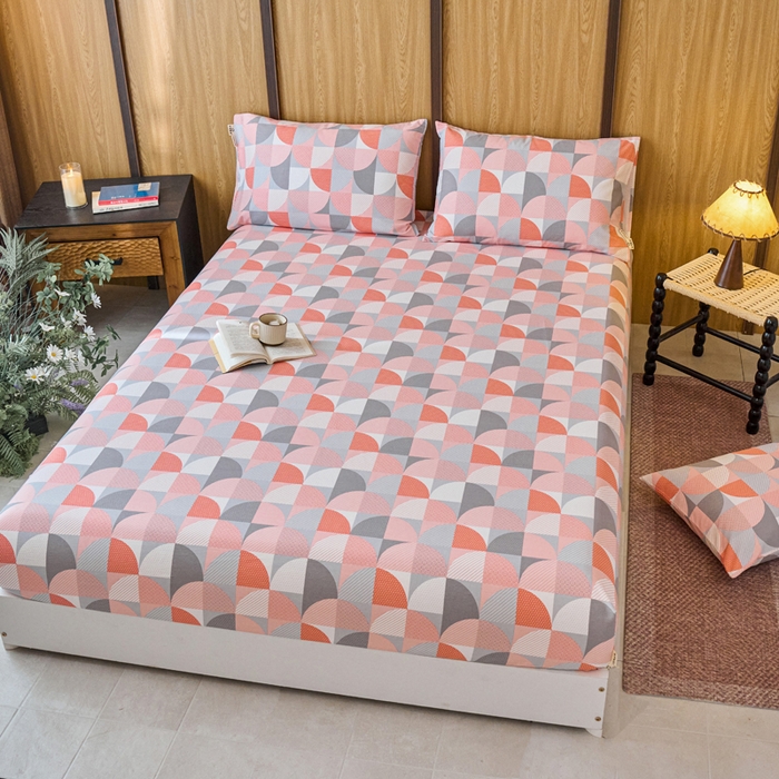 91家纺网 家纺一手货源 找家纺 春皖家纺 2025新款原棉磨毛单床笠 床笠单件-风格一几何梦