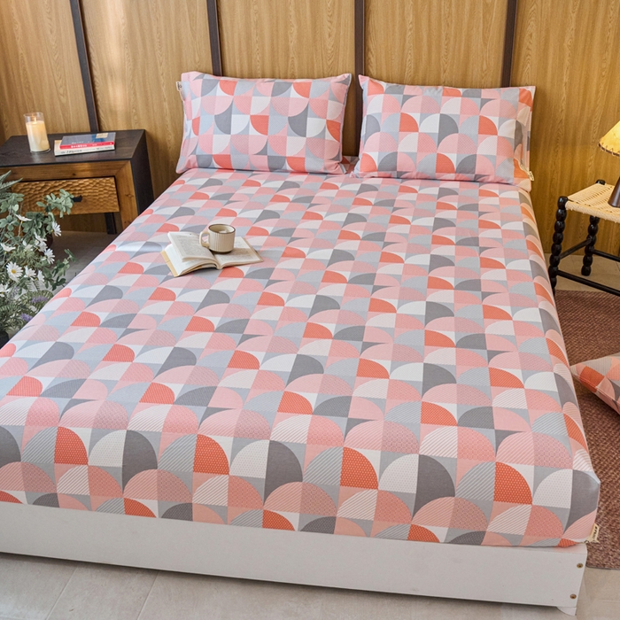 91家纺网 家纺一手货源 找家纺 春皖家纺 2025新款原棉磨毛单床笠 床笠单件-风格一几何梦