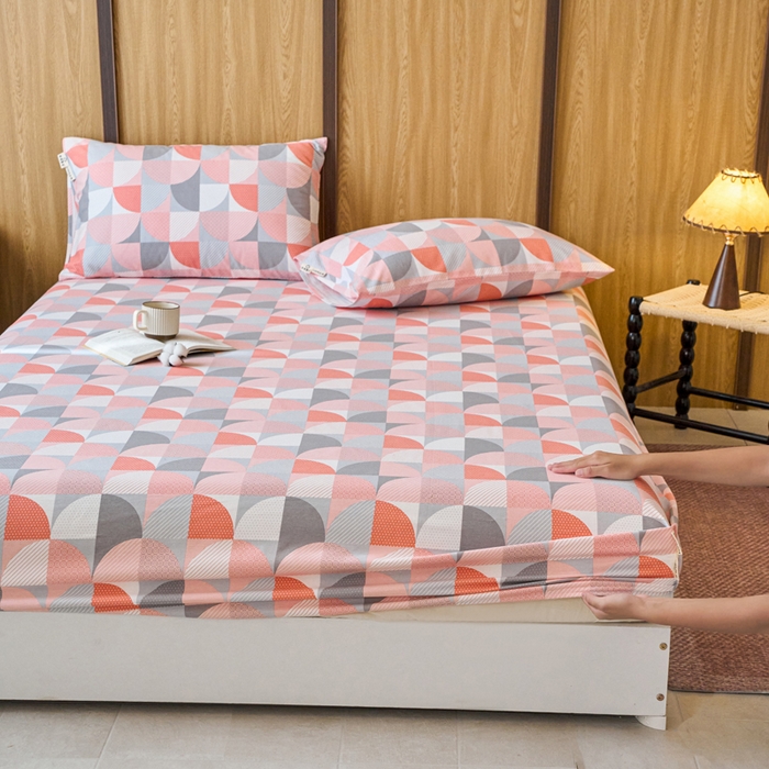 91家纺网 家纺一手货源 找家纺 春皖家纺 2025新款原棉磨毛单床笠 床笠单件-风格一几何梦