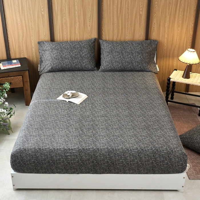 春皖家纺 2025新款全棉原棉磨毛色织水洗单床笠回暖系列-风格二 浅陌灰