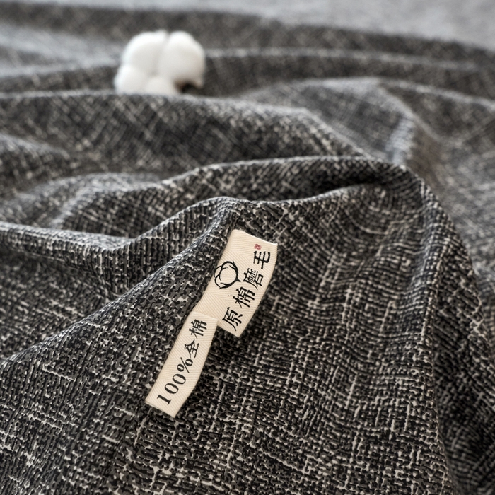 91家纺网 家纺一手货源 找家纺 春皖家纺 2025新款全棉原棉磨毛色织水洗单床笠回暖系列-风格二 浅陌灰