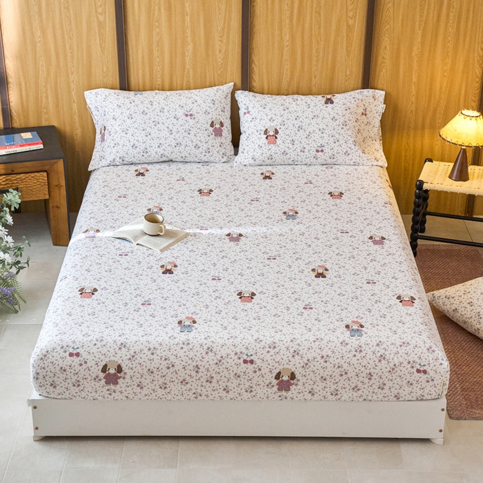 春皖家纺 2025新款全棉原棉磨毛色织水洗单床笠回暖系列-风格二 旺财