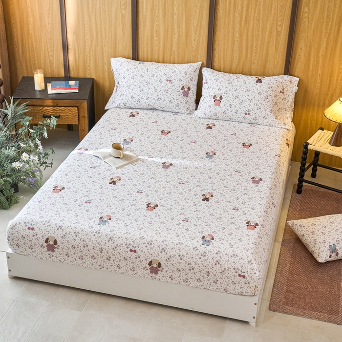 91家纺网 家纺一手货源 找家纺 春皖家纺 2025新款全棉原棉磨毛色织水洗单床笠回暖系列-风格二 旺财