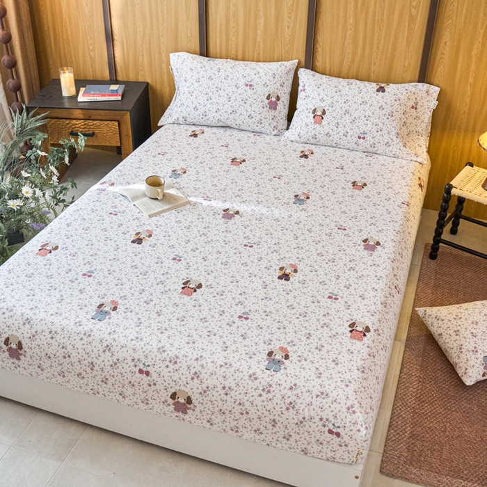 91家纺网 家纺一手货源 找家纺 春皖家纺 2025新款全棉原棉磨毛色织水洗单床笠回暖系列-风格二 旺财