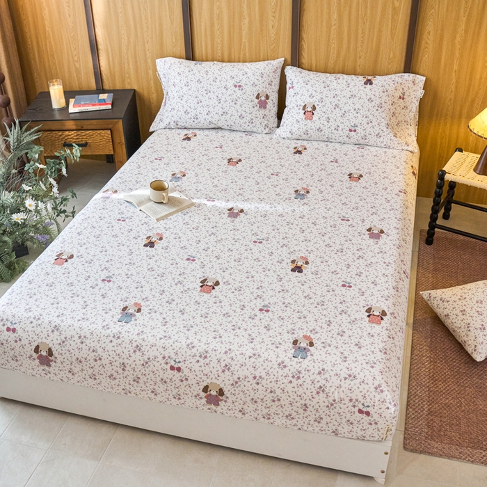 91家纺网 家纺一手货源 找家纺 春皖家纺 2025新款全棉原棉磨毛色织水洗单床笠回暖系列-风格二 旺财