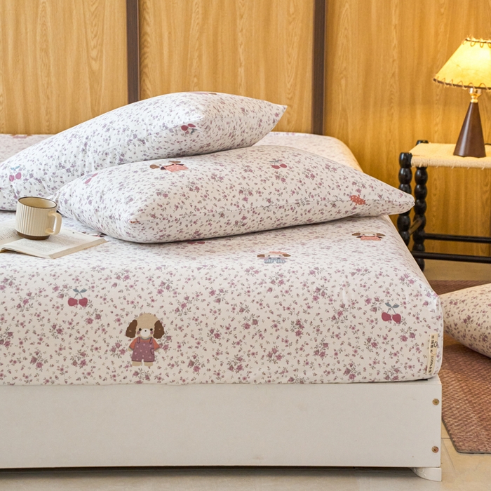 91家纺网 家纺一手货源 找家纺 春皖家纺 2025新款全棉原棉磨毛色织水洗单床笠回暖系列-风格二 旺财