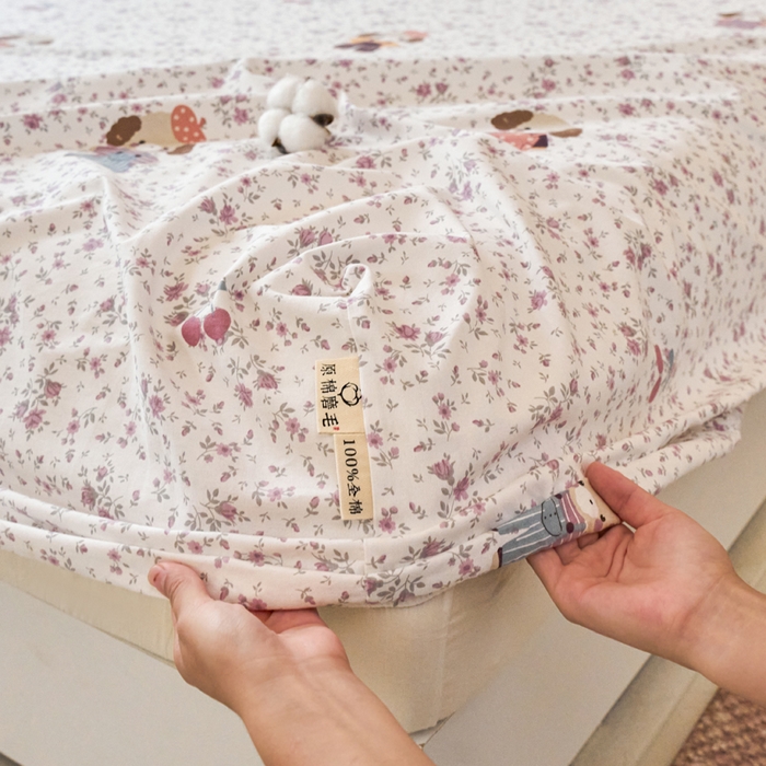 91家纺网 家纺一手货源 找家纺 春皖家纺 2025新款全棉原棉磨毛色织水洗单床笠回暖系列-风格二 旺财