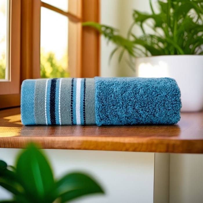 彩虹毛巾 2025新款超柔亲肤毛浴巾竹纤维毛巾浴巾两件套吸水洗澡毛巾浴巾套装（规格： 毛巾:34*75CM 浴巾:70*140CM） 竹纤维宽段浴巾-宝石蓝 通用