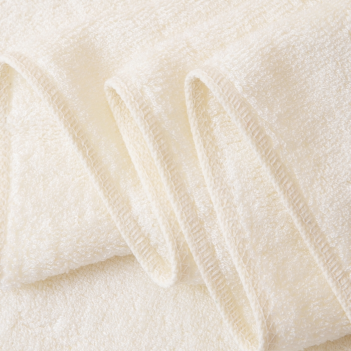 91家纺网 家纺一手货源 找家纺 彩虹毛巾 2025新款超柔亲肤毛浴巾竹纤维毛巾浴巾两件套吸水洗澡毛巾浴巾套装（规格： 毛巾:34*75CM 浴巾:70*140CM） 竹纤维宽段毛巾-乳黄 通用