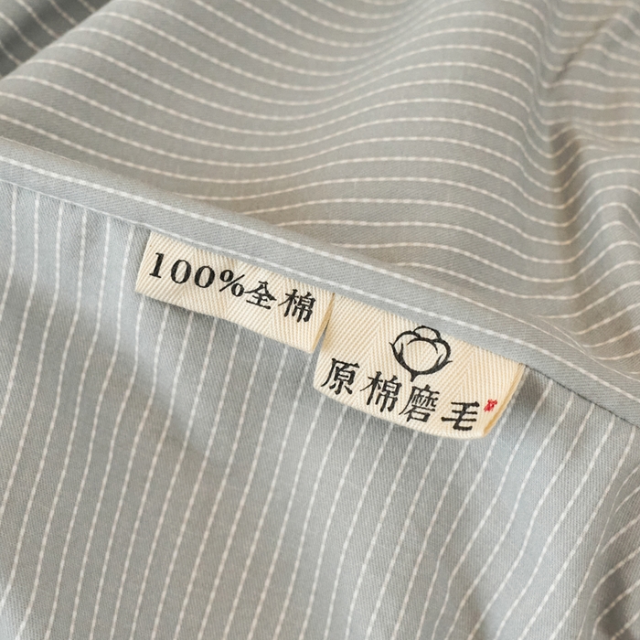 91家纺网 家纺一手货源 找家纺 春皖家纺 2025新款全棉原棉磨毛色织水洗单床笠回暖系列-风格二 雾灰细语