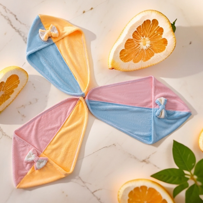 91家纺网 家纺一手货源 找家纺 （总）彩虹毛巾 2025新款珊瑚绒浴帽公主风蝴蝶结干发帽洗头包头浴巾加厚干发巾