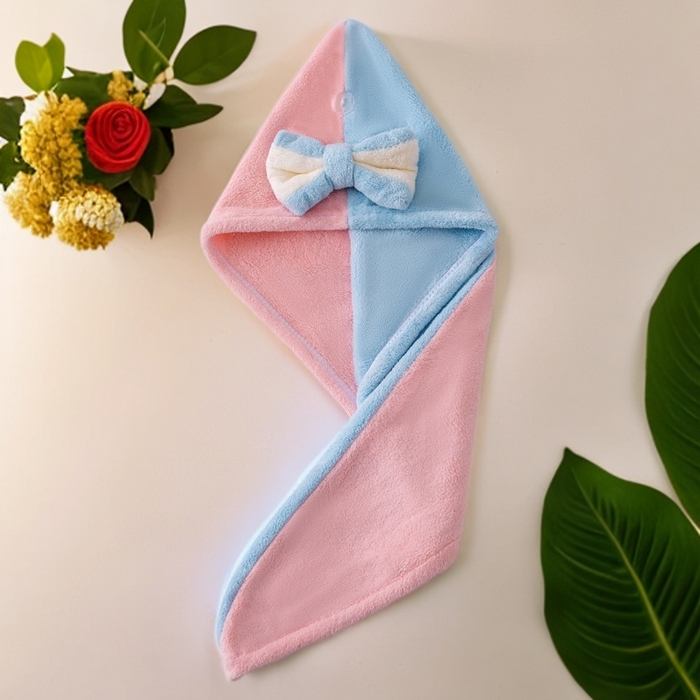 91家纺网 家纺一手货源 找家纺 （总）彩虹毛巾 2025新款珊瑚绒浴帽公主风蝴蝶结干发帽洗头包头浴巾加厚干发巾