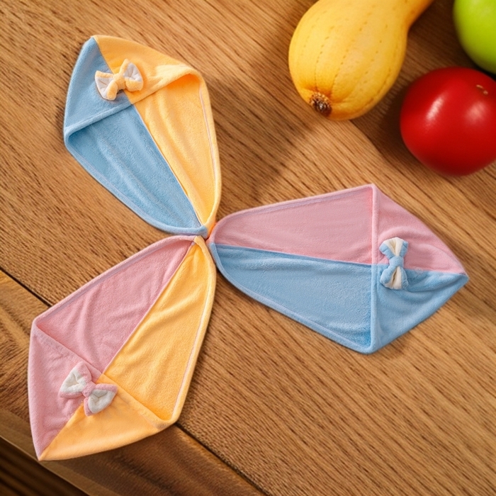 91家纺网 家纺一手货源 找家纺 （总）彩虹毛巾 2025新款珊瑚绒浴帽公主风蝴蝶结干发帽洗头包头浴巾加厚干发巾