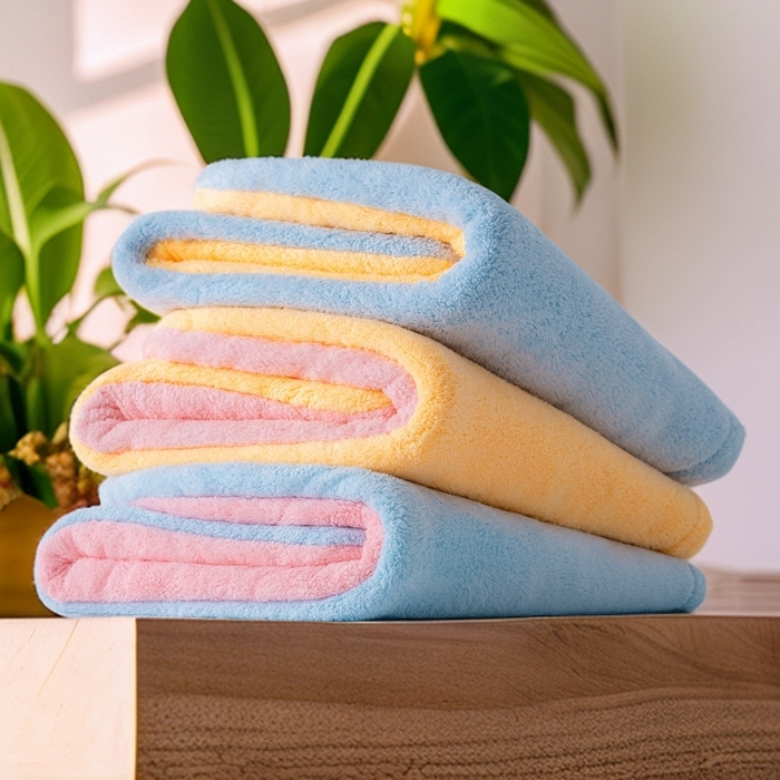 91家纺网 家纺一手货源 找家纺 彩虹毛巾 2025新款珊瑚绒浴帽公主风蝴蝶结干发帽洗头包头浴巾加厚干发巾 组合图仅供展示不可下单 25x65CM/只