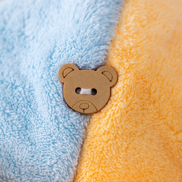 91家纺网 家纺一手货源 找家纺 彩虹毛巾 2025新款珊瑚绒浴帽公主风蝴蝶结干发帽洗头包头浴巾加厚干发巾 蓝拼黄浴帽加厚双层款 25x65CM/只