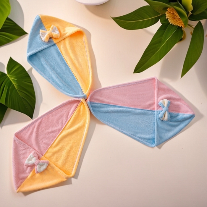 91家纺网 家纺一手货源 找家纺 （总）彩虹毛巾 2025新款珊瑚绒浴帽公主风蝴蝶结干发帽洗头包头浴巾加厚干发巾