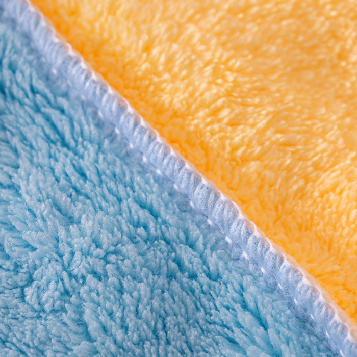 91家纺网 家纺一手货源 找家纺 彩虹毛巾 2025新款珊瑚绒浴帽公主风蝴蝶结干发帽洗头包头浴巾加厚干发巾 蓝拼黄浴帽加厚单层款 25x65CM/只