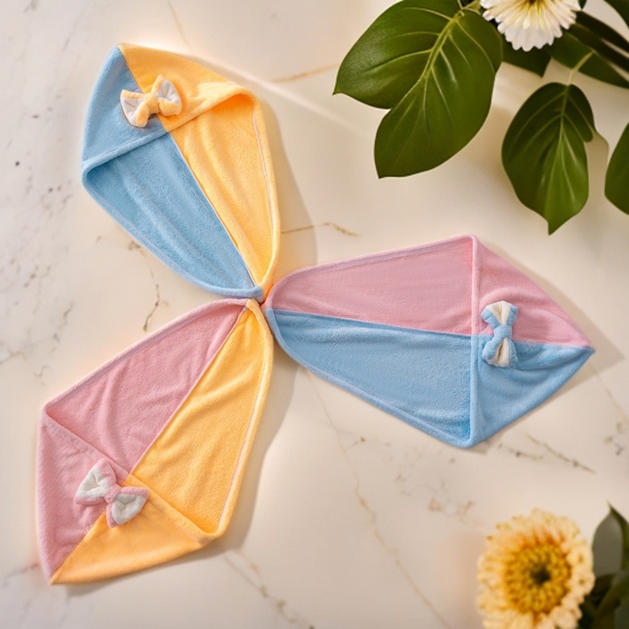 91家纺网 家纺一手货源 找家纺 （总）彩虹毛巾 2025新款珊瑚绒浴帽公主风蝴蝶结干发帽洗头包头浴巾加厚干发巾