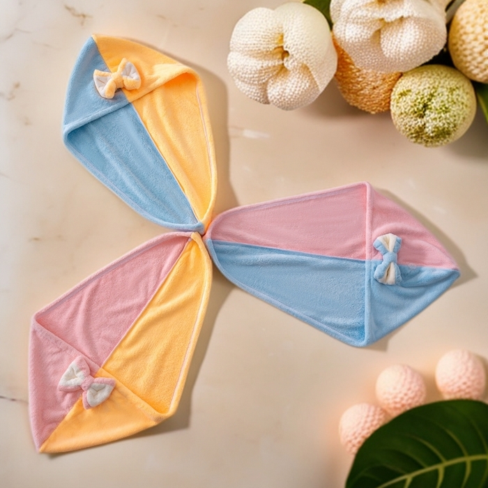 91家纺网 家纺一手货源 找家纺 （总）彩虹毛巾 2025新款珊瑚绒浴帽公主风蝴蝶结干发帽洗头包头浴巾加厚干发巾