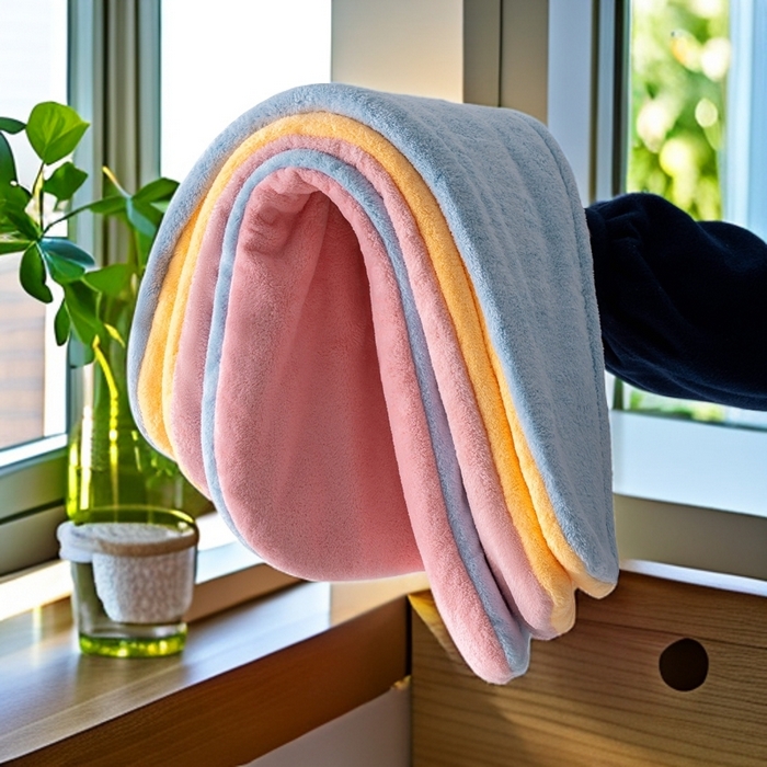 91家纺网 家纺一手货源 找家纺 （总）彩虹毛巾 2025新款珊瑚绒浴帽公主风蝴蝶结干发帽洗头包头浴巾加厚干发巾