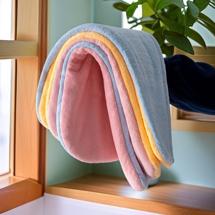 91家纺网 家纺一手货源 找家纺 （总）彩虹毛巾 2025新款珊瑚绒浴帽公主风蝴蝶结干发帽洗头包头浴巾加厚干发巾