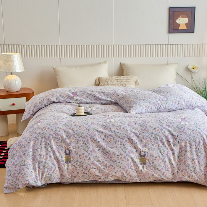 91家纺网 家纺一手货源 找家纺 春皖家纺 2025新款原棉磨毛单被套 被套单件-风格一萌萌兔