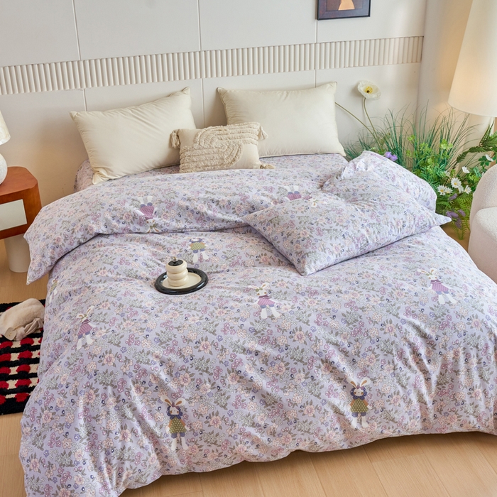 91家纺网 家纺一手货源 找家纺 春皖家纺 2025新款原棉磨毛单被套 被套单件-风格一萌萌兔