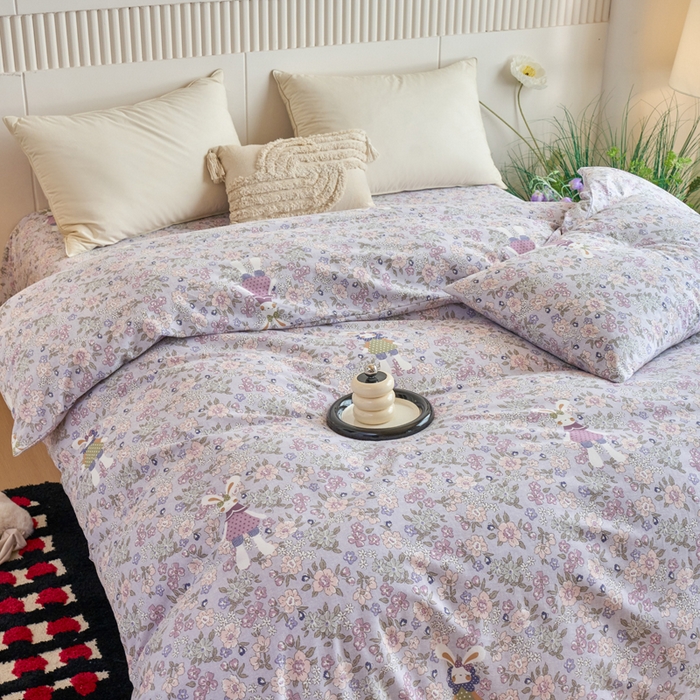 91家纺网 家纺一手货源 找家纺 春皖家纺 2025新款原棉磨毛单被套 被套单件-风格一萌萌兔