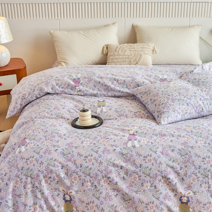 91家纺网 家纺一手货源 找家纺 春皖家纺 2025新款原棉磨毛单被套 被套单件-风格一萌萌兔