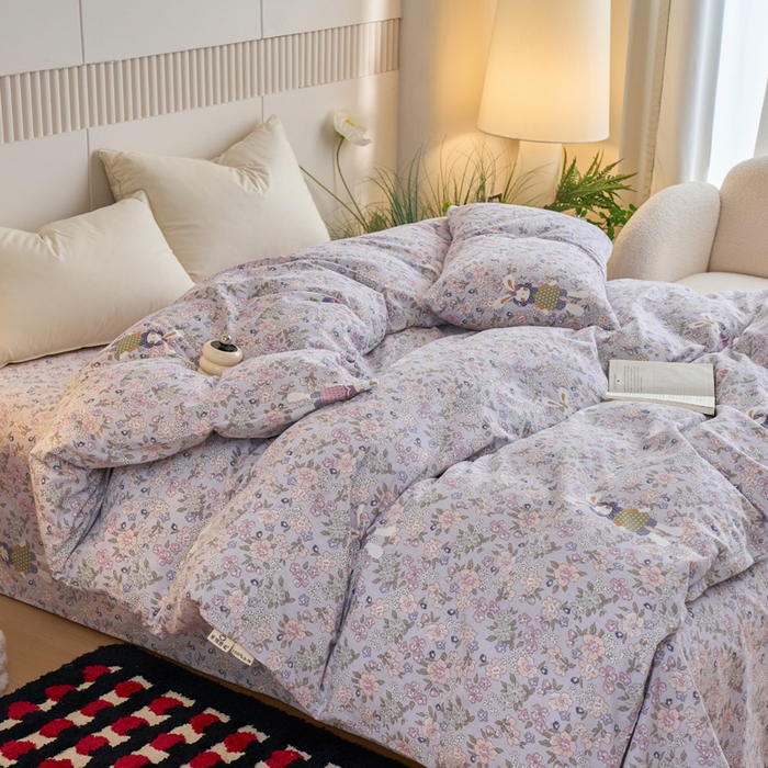 91家纺网 家纺一手货源 找家纺 春皖家纺 2025新款原棉磨毛单被套 被套单件-风格一萌萌兔